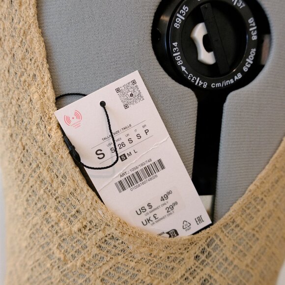 NWT Zara tan mesh/lace mai dress or beach coverup - Picture 4 of 5